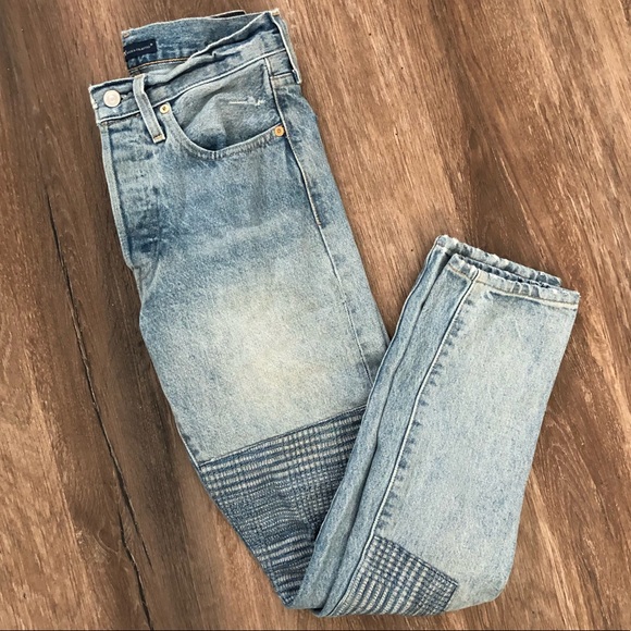 LEVI’S INDIGO PLAID 501 PATCHWORK SKINNY JEANS! - Picture 5 of 6